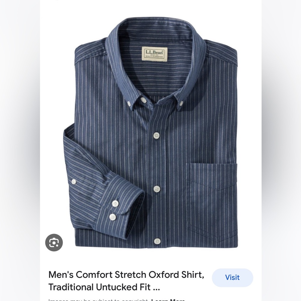 L.L. Bean Comfort stretch Oxford shirt, traditional untucked fit NWT